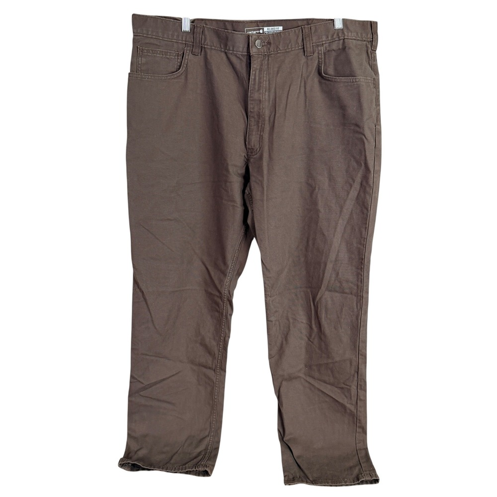 Carhartt Relaxed Straight Rigby Canvas Pant Mens 42x32 Brown Rugged Flex